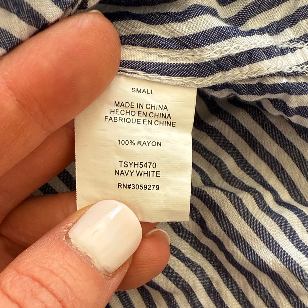 Navy and White Striped Shirt - Picture 3 of 7